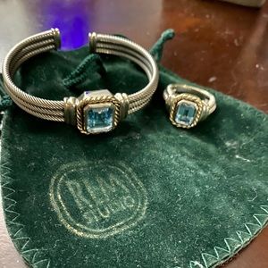 Blue Topaz Cable Sterling Bracelet and Ring